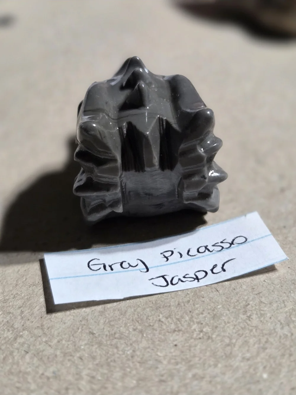 Detailed Picasso Jasper Crystal Carved Dragon Head Stone Sculpture Decor